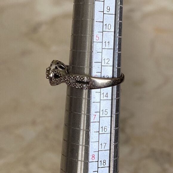 14K WG Crisscross Shank Genuine Diamond Halo Engagement Ring - Picture 11 of 11